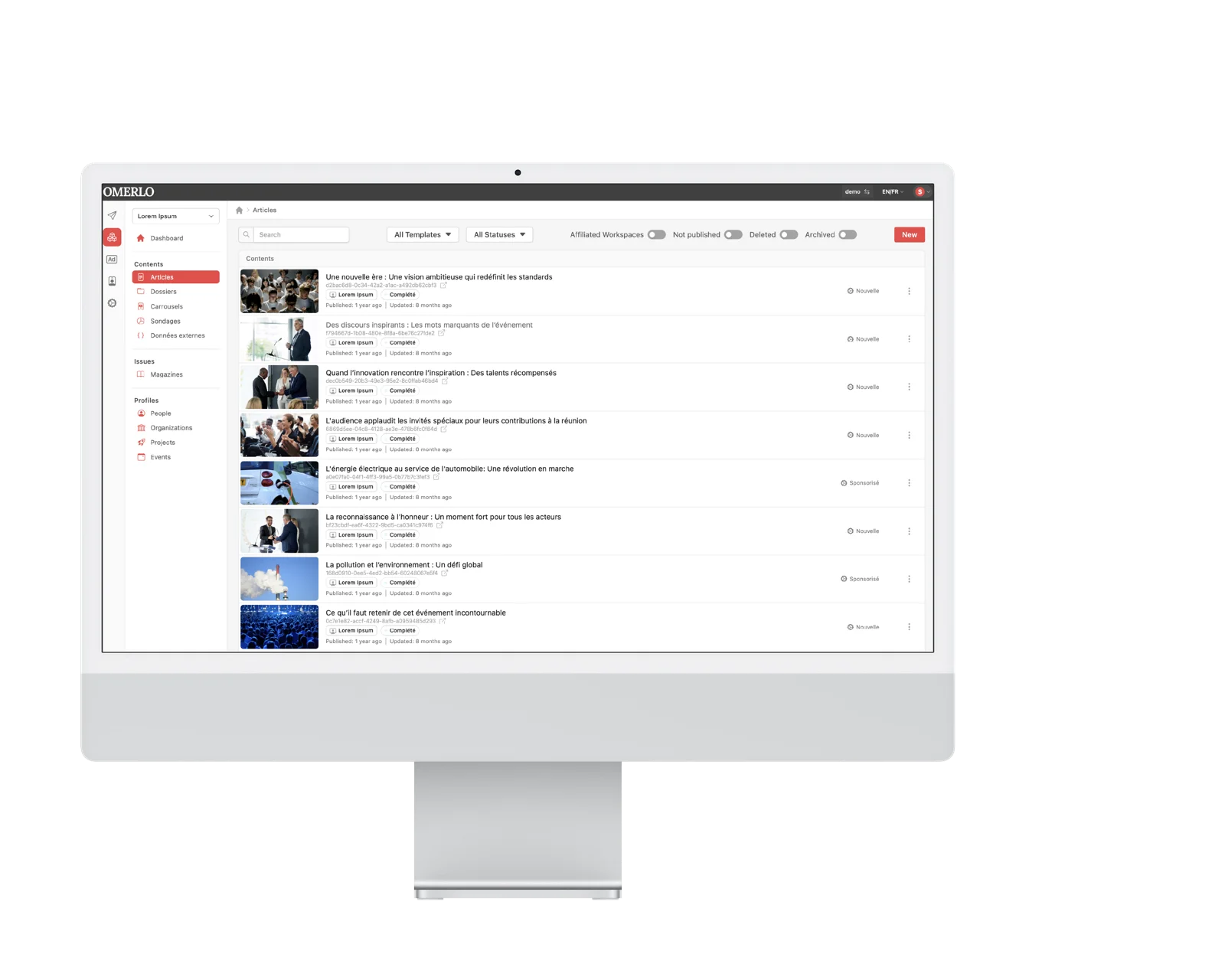 Aperçu de la plateforme Omerlo