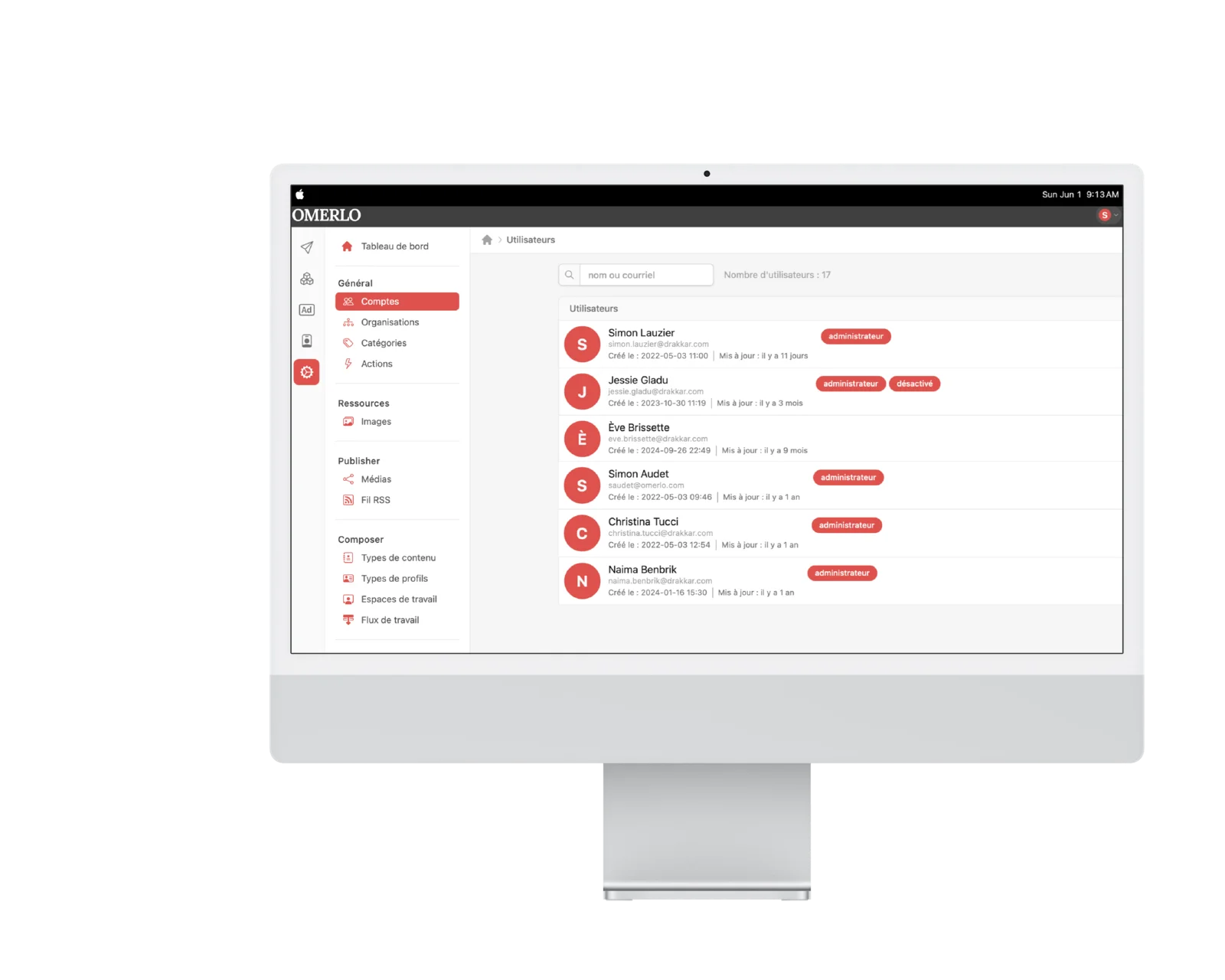 Aperçu de la plateforme Omerlo